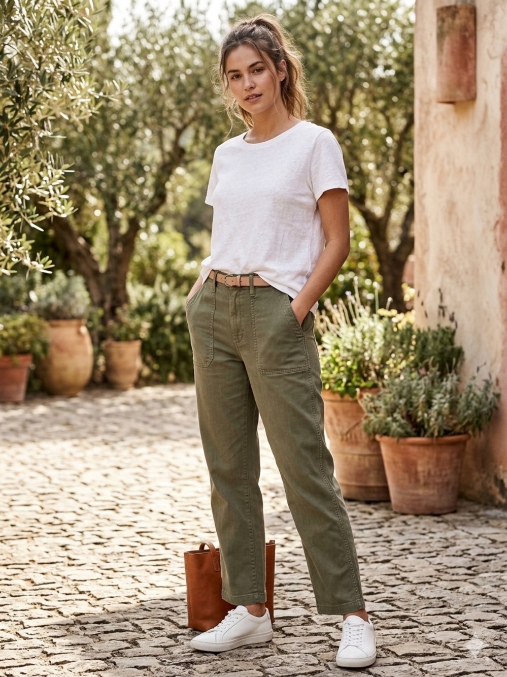 Madewell Olive High-Rise Utility Ankle Pants